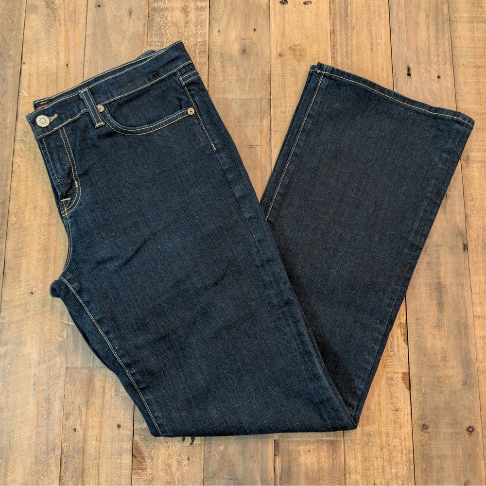 Vigoss Venice Boot Cut Jeans Womens Junior Size 13 Dark Wash P1372J Thick Stitch